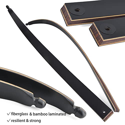 ZSHJGJR 60” Black Hunter Original Recurve Bow for Adults American Hunting Longbow Archery Bow 20-60lbs Right Handed for Archery Hunting Shooting Practice (Diamond Blue, 40lbs)