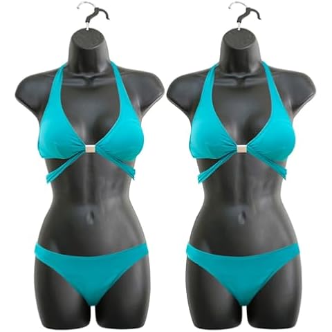 DisplayTown Black Female Mannequin Hip Long Hollow Back Body Torso Dress Form & Hanging Hook, S-M Sizes (2 Pack) Cover