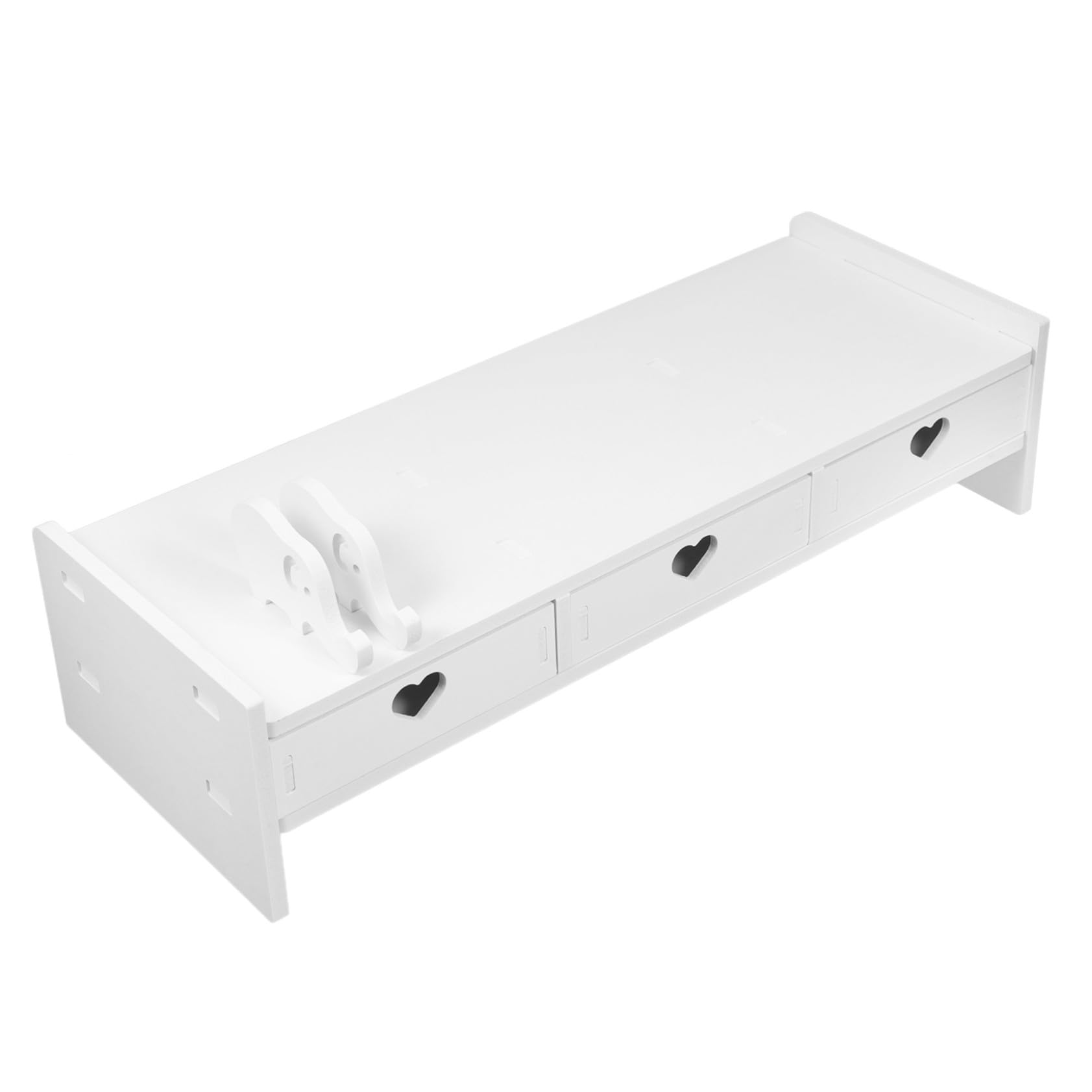Biurko Organizacyjne Podstawka Pod Monitor z Szufladami Do Przechowywania Klawiatury i Akcesoriów Podwyższana Stojak Laptopa Minimalistyczny Biały Organizer Biurko Do