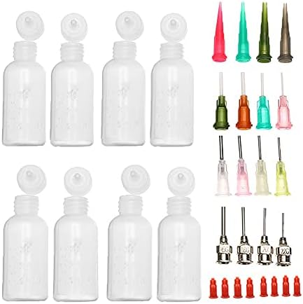Pack of 8pcs 1 Oz.Jagua Henna Temporary Tattoo Bottle Kit, Multi Purpose Precision Applicator with 16 Blunt Tips for Body Art Paint DIY Project