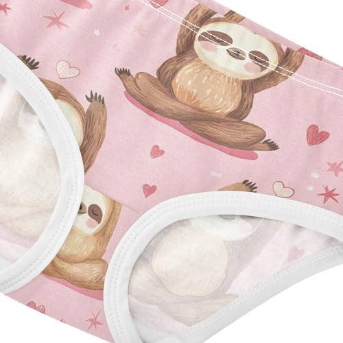 Wusikd Sloths Doing Yoga Girls' Underwear Cotton Pink Hearts Girls Briefs Soft Toddler Underwear 2T4
