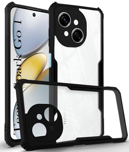 Image of Jkobi Back Case Cover for Tecno Spark Go 1 (Shockproof with Polycarbonate Clear Panel | Professional Black)