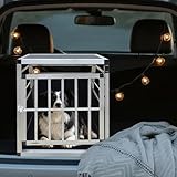Hundebox Auto, 60x70x67.5cm Hundetransportbox Aluminium für Hunde Katzen, Groß Hundebox mit Sicherheitsverschluss, leicht und stabil (60x70x67.5cm)