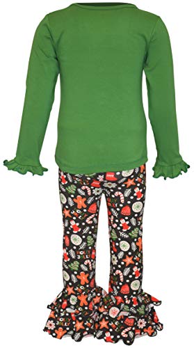 Image of Unique Baby 2 Piece Girls Double Ruffle Leggings and Long Sleeve Shirt Clothes Set Kid and Toddler Girl Outfit