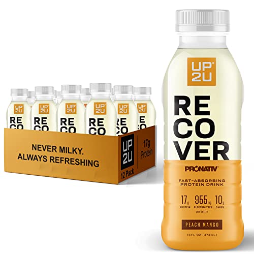 UP2U Water Based Clear Protein Drink with Electrolytes, Peach Mango 16 oz 12 PK Certified for