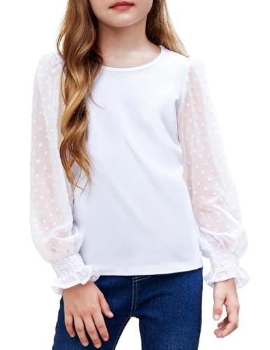 Arshiner Girls Long Sleeve Ruffle Cuff Shirt