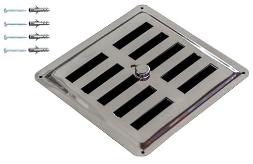 Grille de Ventilation Réglable en Acier Inoxydable Non Magnétique, Grille d'Aération INOX AISI 316, Sortie/Entrée d'Air Convective, Diffuseur d'Air. (15 x...