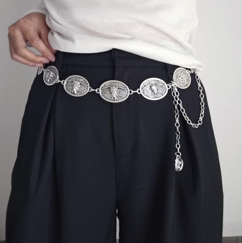 Concho Belt Cowgirl Chain Belts Women Country Concert Outfit Chain Bull Head Waist Chain for Western Dress Jeans4