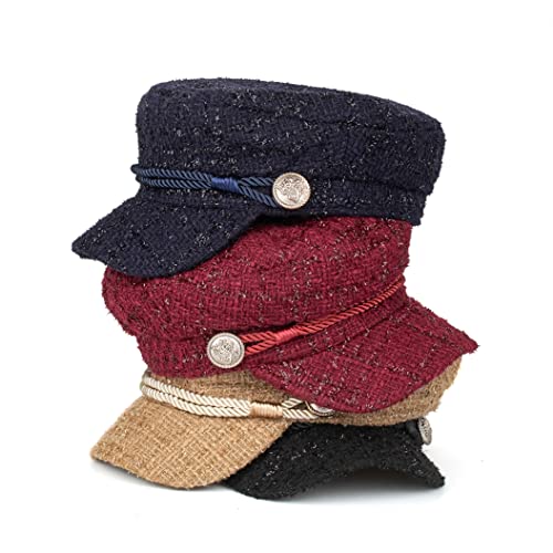 Bru-Urb Fashion Winter Autumn Casual Newsboy Hat For Women Elegant Lady Retro Beret Octagonal Hat Black #TOP7