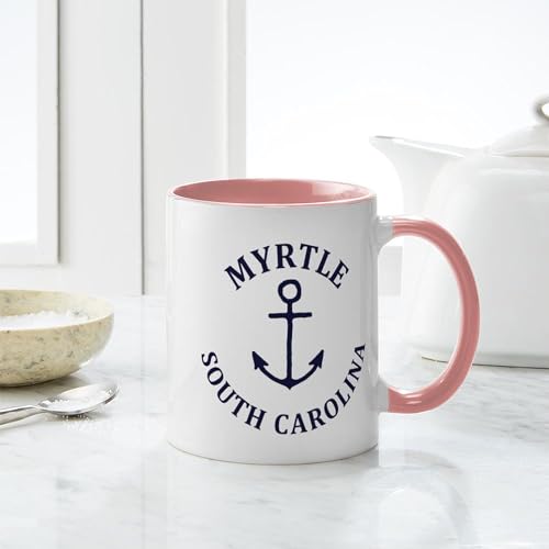 Taza de cerámica 11 oz Blanca con interior rosa miniatura 6