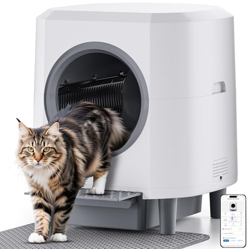 Self Cleaning Litter Box, Automatic Litter Box, Odor Control, 90L Large Capacity with APP Control and Safety Sensor, Ellenpent, for Multiple Cats, Large Cat, with 3 Rolls Trash Bags