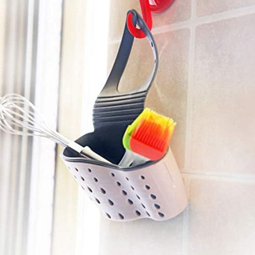 Generic Kitchen Organizer Soap Sponge Drain Rack Sink Shelf Dish Drainer Portable Hanging Drain Basket Kitchen Gadget Kitchen Accessory, Silver image 3