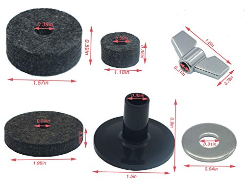 18 Pieces Cymbal Replacement Accessories Cymbal Felts Hi-Hat Clutch Felt Hi Hat Cup Cymbal Stand Sleeves Cymbal Felts With Cymbal Washer & Base Wing Nuts #TOP1
