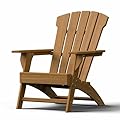 YARDCOM Adirondack Chair, 110°Ergonomics Plastic Extra Tall Adirondack Chairs, HDPE All-Weather Plastic Patio Outdoor Chair, High Foamed Polyethylene Fire Pit Chair(Teak)