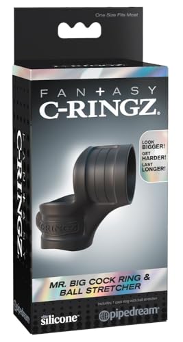 Pipedream Fantasy C-Ringz Mr. Big Cock Ring And Ball Stretcher, Black, 3/3,3 cm