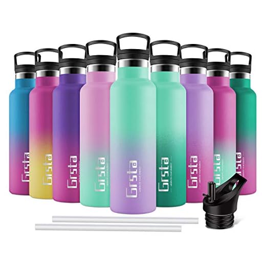 Grsta Botella Agua, 500ml Botella Agua Acero Inoxidable Termo para Agua Fria Botella Termica sin BPA Aislamiento de Vacío de Doble Pared Reutilizable para Niños, Colegio, Sport, Familia