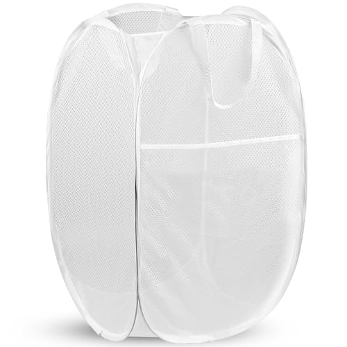 DUCOO Pop Up Laundry Hamper, 70L Collapsible Mesh Laundry Basket with Side Pocket, Foldable Dirty...