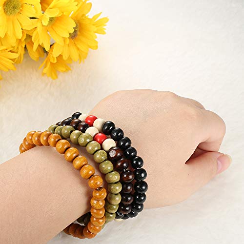 Jstyle 20Pcs Wooden Bead Bracelet For Women Mens Lava Rock Stone Beads Essential Oil Diffuser Beaded Bracelets Bangles Elastic Stretch Bracelet Set #TOP5