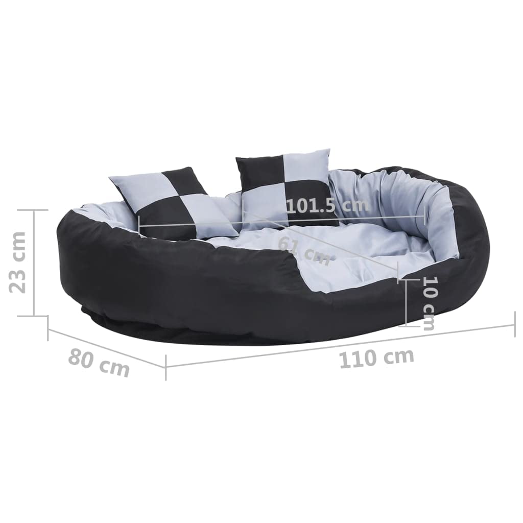 Cuccia per cani reversibile, 110 x 80 x 23 cm, lavabile, fondo antiscivolo, rivestimento rimovibile, tappetino ortopedico, adatto per cuccioli, anziani, auto, soggiorno o camera da letto