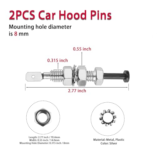2PCS Car Door Pin Switch Trunk Alarm Security Hood,On Off Momentary 12VDC 20A Universal Adjustable Car Alarm Bonnet Light Hood Screw Car Accessories