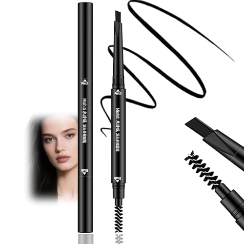 Image of Professional Eyebrow Pomade Pencil with Creamy Formula - Ultra Fine Tip for Precise Brow Shaping and Filling, Long Lasting Smudge Resistant, Automatic Retractable Design (Midnight Black)