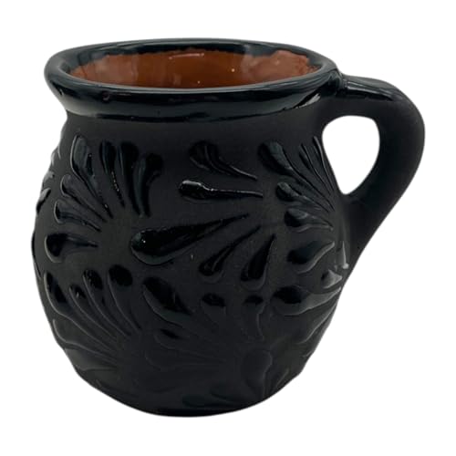 Talavera Market Black Clay Jarrito Mug | Handmade Mexican