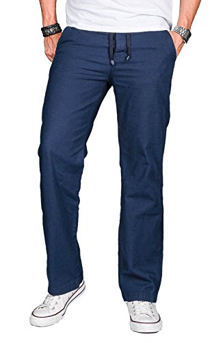 A. Salvarini W29-W40 L30-L34 AS-034 - Pantalones de tela para hombre azul oscuro 40W x 32L