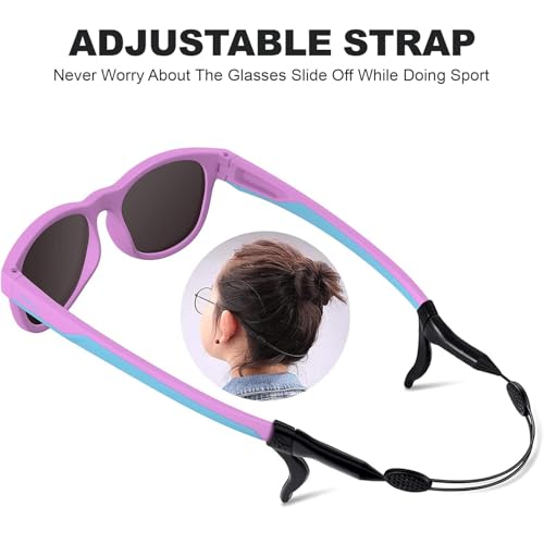 Kids Polarized Sunglasses TPEE Flexible Frame Sports Baseball Softball for Boys Girls Age 5-134