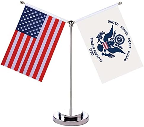 2-Pack US Coast Guard Desk Flags – Small American Military Table Flags With Metal Stand – Patriotic Decor - View #10