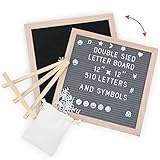 Tuffen Double Sided Felt Letter Board with Letters -12x12 Inches - Changeable Wooden Message Board with Stand and 510 Letters & Numbers for Sign Message, Pregnancy Announcement, Wall Decor