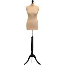 Female Tailors Dummy Mannequin Ideal for Dressmakers, Fashion Students, Shop Display Cream Bust With A Black Wood Tripod Stand Uk Size 8/10