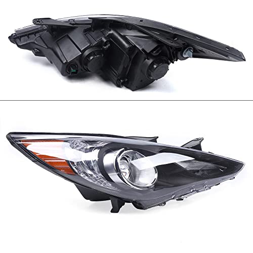 Ririsir Headlight For Sonata 2011 2012 2013 2014 Front Passenger Side Factory Halogen H1 High Beam H7 Lower Beam Headlamp Accessory Left + Right Housing Replacement #TOP2