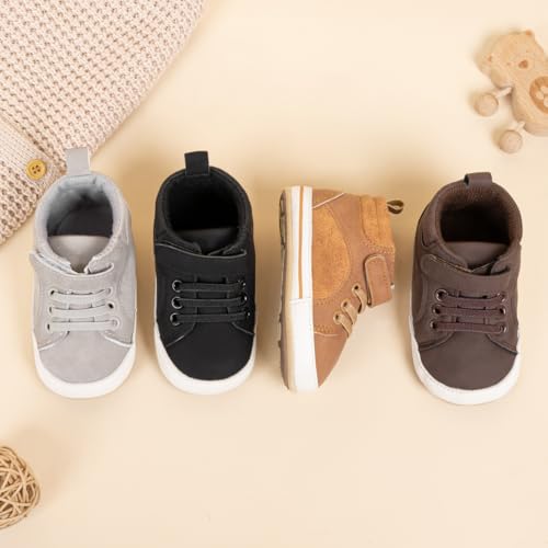 CENCIRILY Baby Boys Girls High Top Sneakers Soft Soles Anti Skid Infant Ankle Shoes Toddler Prewalker First Walking Crib Shoes2