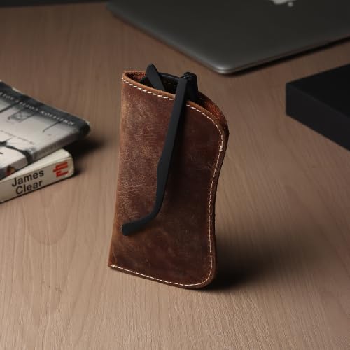 Image of MINNIE & JONES Handmade Full Grain Leather Sunglass Case | Soft Leather Glasses Cover & Spectacle Case for Men & Women | Premium Leather Eyeglass Pouch | Specs Cover for Travel