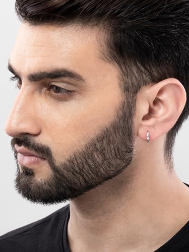 Image of ORIONZ Hoop Earrings for Men & Boys (1 Piece) - 925 Sterling Silver - Gift for Birthday Anniversary - 18k Gold Plated Jewellery - Men Fashion