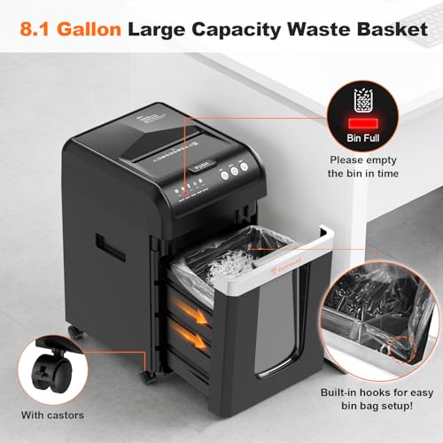 Image of Bonsaii Paper Shredder Heavy Duty, 200-Sheet Auto Feed Micro-Cut 60 Minutes Nonstop P-4 High Security Shredders, 8.1 Gallon Large Bin Document Shredder for Office, Commercial Grade Shredder (C283-A)