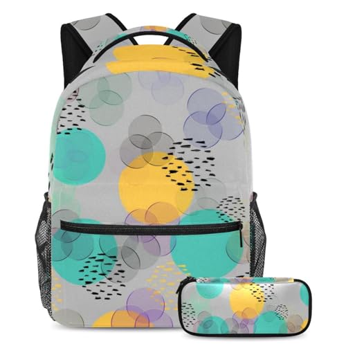 Sac à dos tendance 2 pièces fleur ronde colorée pour le quotidien
