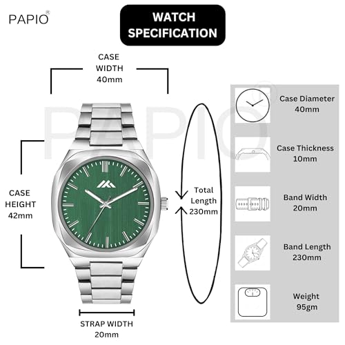Image of PAPIO Analog Classic Silver Color Stainless Steel Band Watch for Mens and Boys