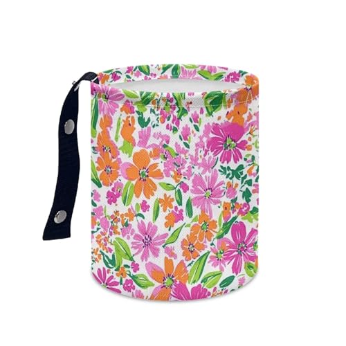 Image of Colorful Floral Car Garbage Can Mini Car Trash Bin Hanging Headrest with Adjustable Buttons Multipurpose Car Organizer AutoAccessories