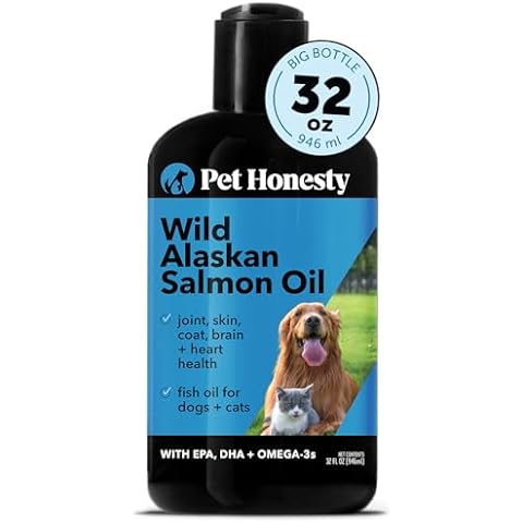 Pet Honesty Wild Alaskan Salmon Oil, Omega-3 Fish Oil for Dogs and Cats, Fatty Acids, Salmon Oil for Dogs, Skin and Coat Health, Pure Dog Food Topper, Supports Joints, Brain & Heart Health - 32oz Cover