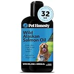 Pet Honesty Wild Alaskan Salmon Oil, Omega-3 Fish Oil for Dogs and cats, Fatty Acids, Salmon Oil for Dogs, Skin and Coat health, Pure Dog Food Topper, Supports Joints, Brain & Heart Health – 32oz