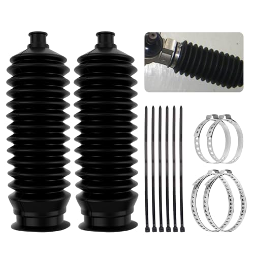 2PCS Inner Tie Rod Boot Kit with Zip Ties & Clamps Thickened Silicone Rack and Pinion Boot for Steering Components Durable Anti-Dust Steering Rack Boots Car Accessories