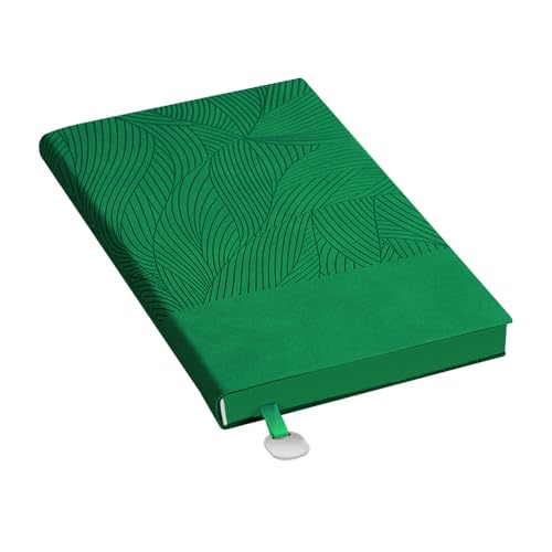 MUWINC Cuaderno Cuero De Viaje A5 – 240 Páginas Bloc De Notas Ribete Verde Claro, Con Cinta Marcadora Metálica, Para Reuniones Y Escritura a Diario(Verde)
