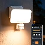 OREiN Smart Outdoor Security Lights with PIR, 28W 3000lm Flood Lights, App-Controlled 2700K/4000K/6500K, Group Control & Timer, IP65 Outdoor Motion Sensor Lights for Front Door/Garage – White