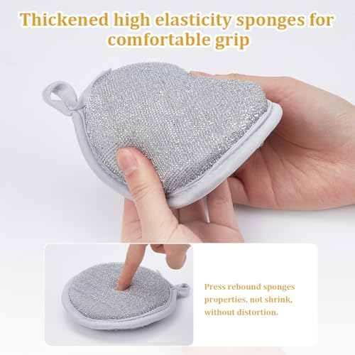 Image of GORGECRAFT 8Pcs 4.5 Inch Wire Dishwashing Rags for Wet and Dry Non Scratch Dishcloth Tableware Multifunctional Cleaning Washing Dish Cloth Reusable Round Scrub Sponges for Kitchen Cookware Dishes