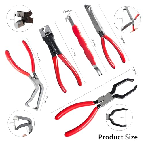 Image of 10 Pieces Electrical Disconnect Pliers for Cars, Automotive Electrical Plug Connector Disconnect Tool and Connector Separator and Hose Clamp Pliers, Fuel Line Tool and Auto Trim Removal Tool Set