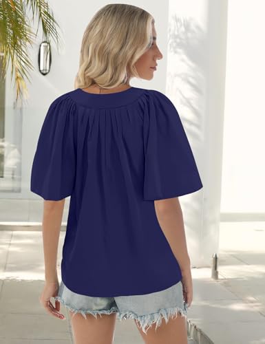 Relipop Womens Blouse Oversized Flutter Sleeve Top V Neck Shirts 2025 Summer Business Work Blouses Outfits2