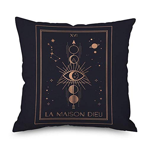 Venus*L Set Of 4,Mysterious Divination Pink Gold Black Eye Of Wisdom,Sun & Moon Mandala Throw Pillow Covers,One-Side Printed,Cotton Linen,18X18 Inch(45X45Cm) #TOP2