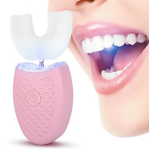 Cepillo De Dientes Sónico Eléctrico En Forma De U Para Adultos Con Limpieza Automática (Rosa)