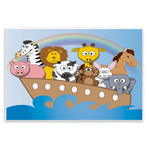 Stupell Home Décor Whimsical Noah's Arch with Rainbow Wall Plaque Art, 10 x 0.5 x 15, Proudly Made in USA